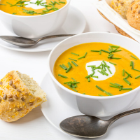 Image of creamy curried carrot and butter bean soup