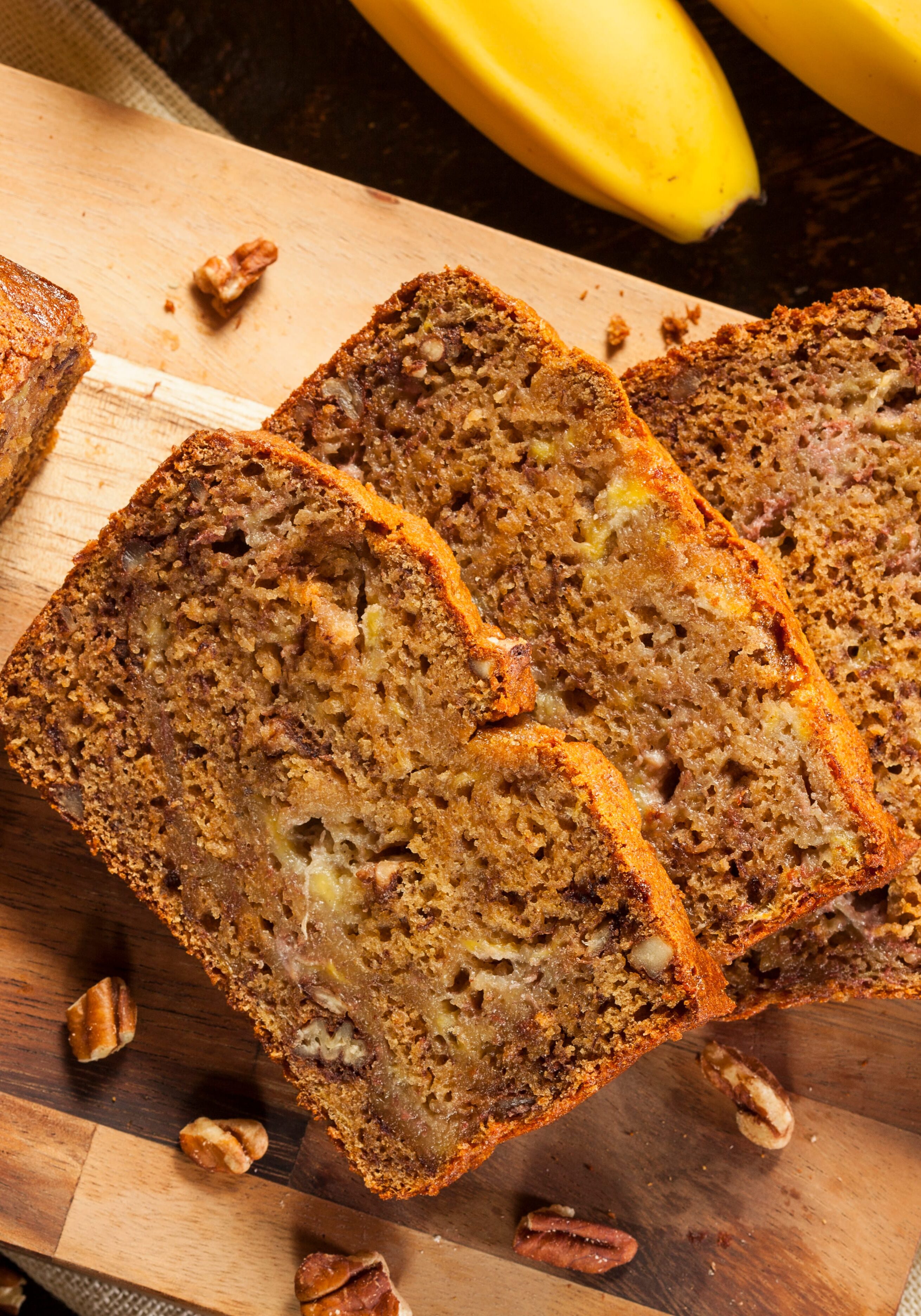 Homemade Banana Nut Bread Cut into Slices