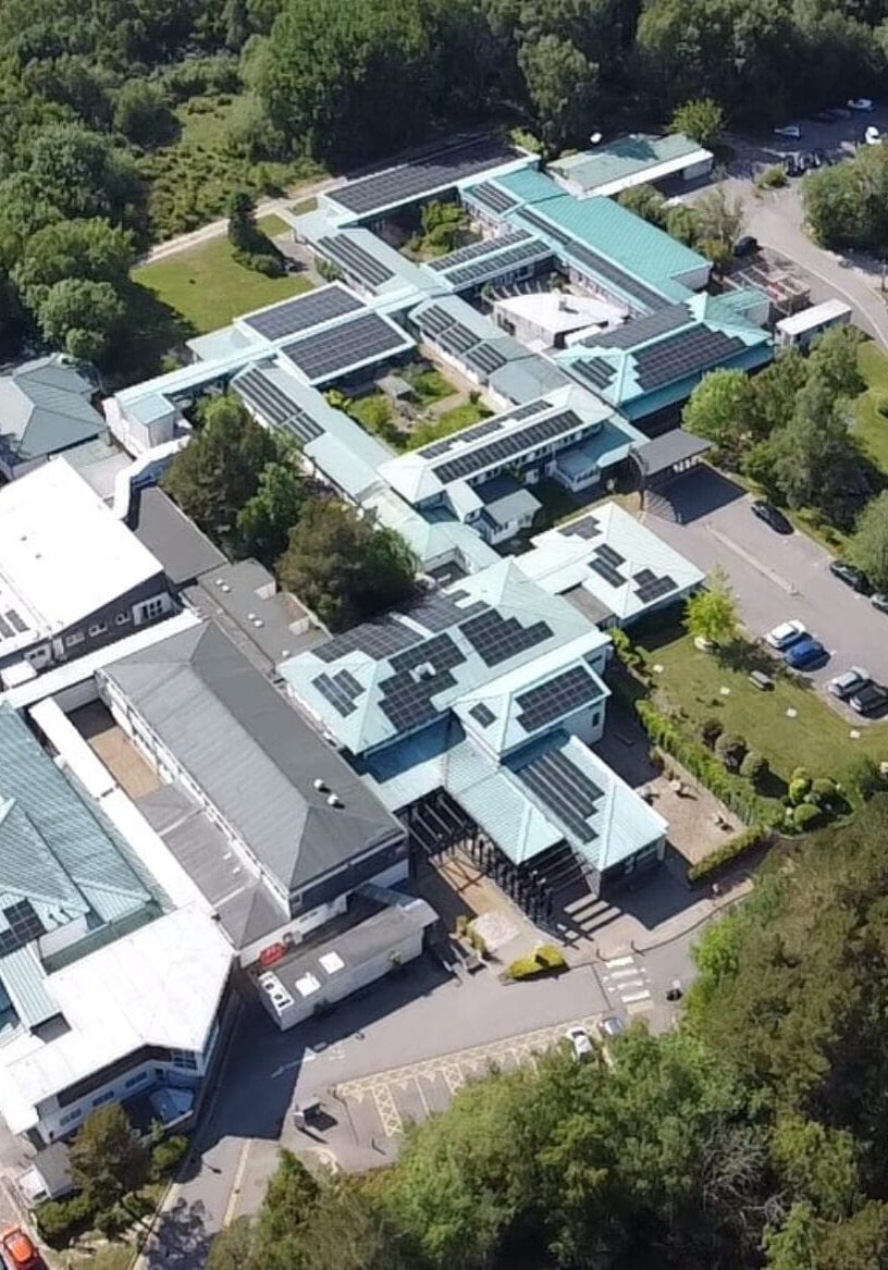 Aerial image of The Horder Centre after solar panels