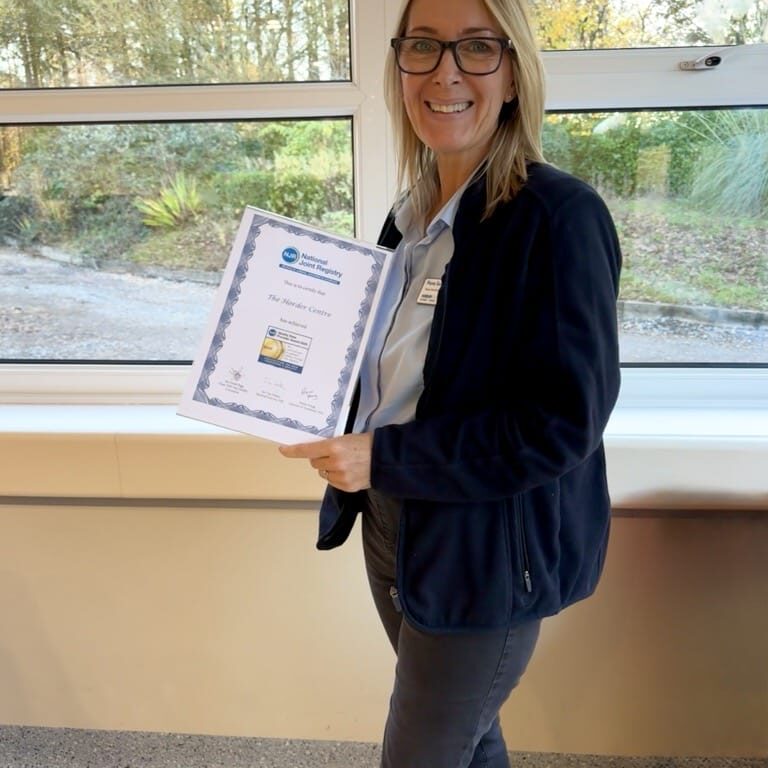 Image of Fiona, Theatre Administration Assistant, with NJR Gold Level Award